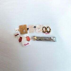 Multiples Assorted Fashion Earrings and Bracelet Set in Red, Gold, Black